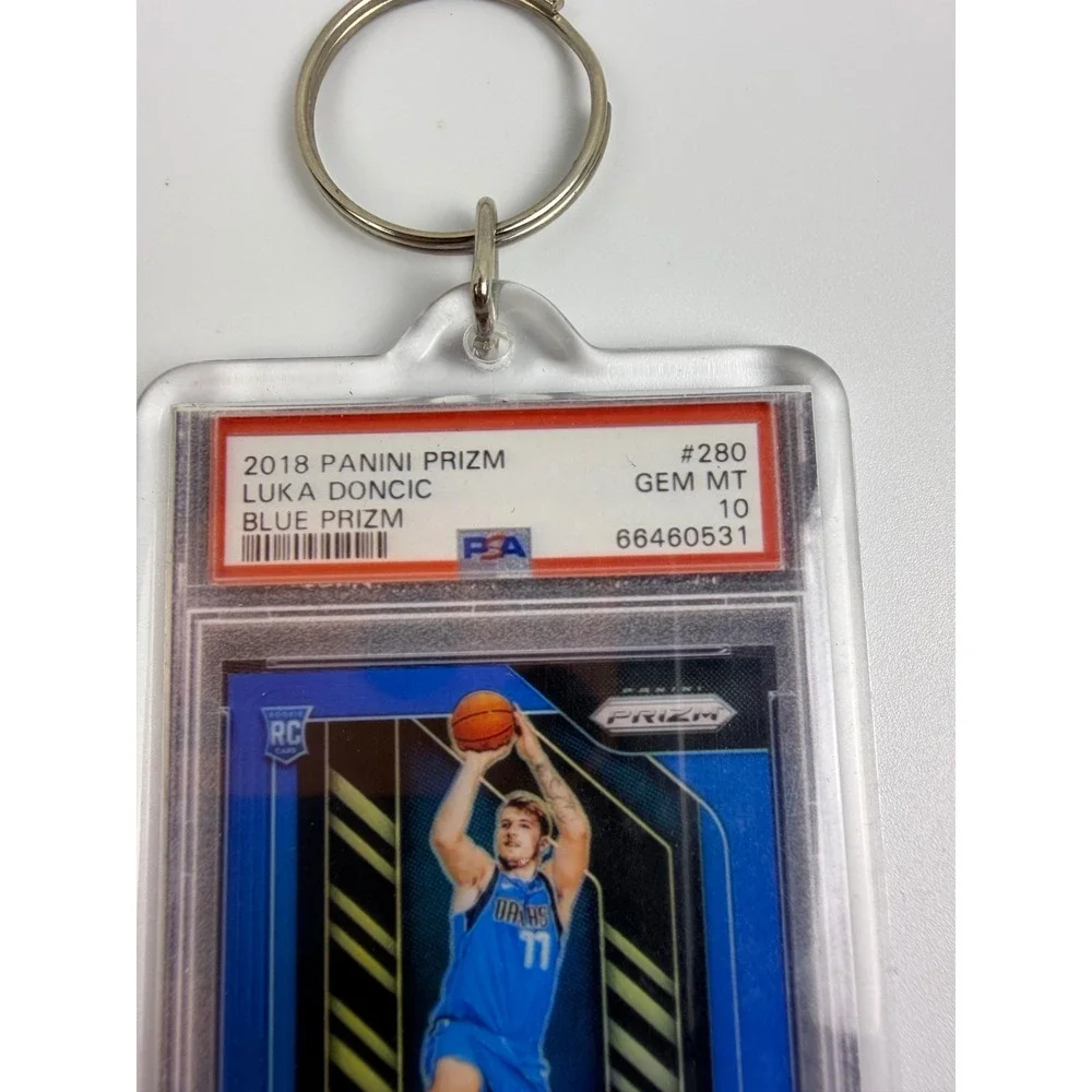 Luka Doncic 2018 Panini Prizm Blue Prizm #280 PSA 10 Rookie Card Keychain NBA